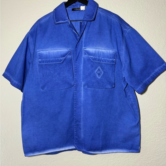 A Cold Wall Button Up Shirt Blue Faded Oversized Pockets Samuel Ross Oversized - Picture 5 of 10